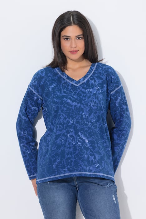 Sweatshirt, Schmetterlinge, V-Ausschnitt, Langarm