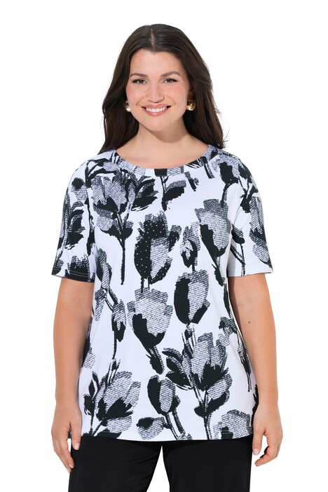 Tričko, áčkový střih, lodičkový výstřih, polodlouhý rukáv, bavlna Pima