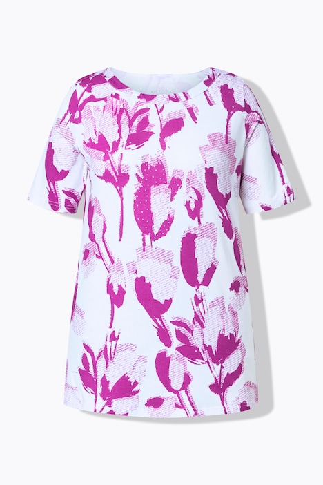 T-shirt,A-lijn, boothals, korte mouwen, Pima-katoen