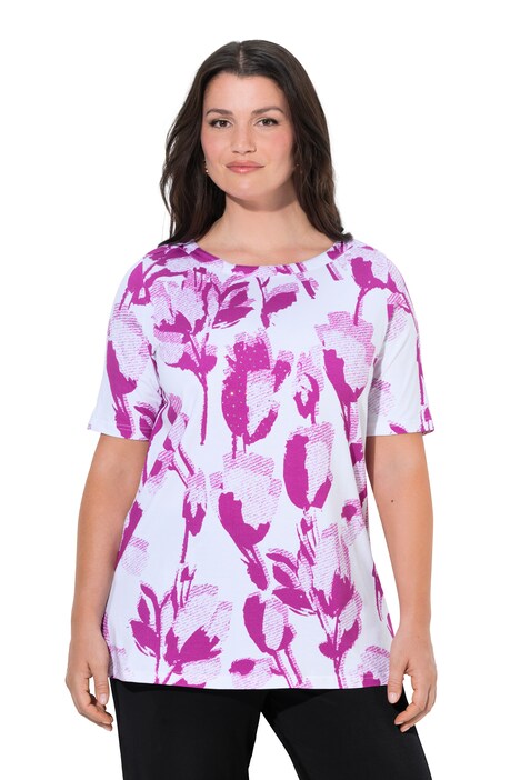 Tričko, áčkový střih, lodičkový výstřih, polodlouhý rukáv, bavlna Pima