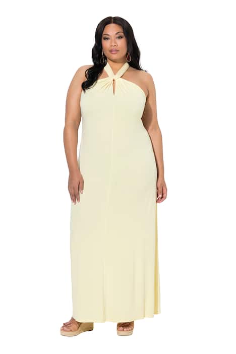 Maxi šaty, halter výstřih, s nařasením, bez rukávů