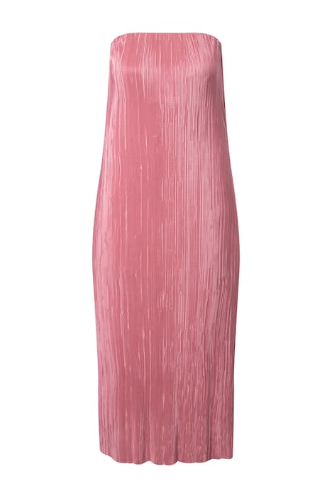Plisované maxi šaty, pružný výstřih, bez ramen