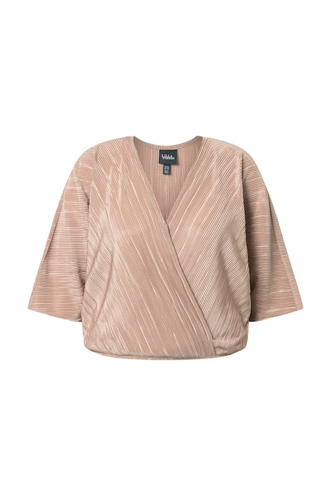 Plisovaná halenka, V výstřih, zavinovací styl, polo rukávy