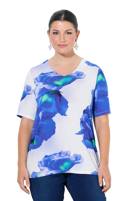 Tričko, V výstřih, klasický střih, polodlouhý rukáv