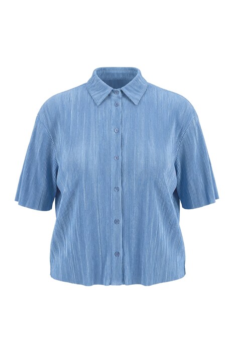 Krátká plisovaná halenka s košilovým límcem a polorukávy