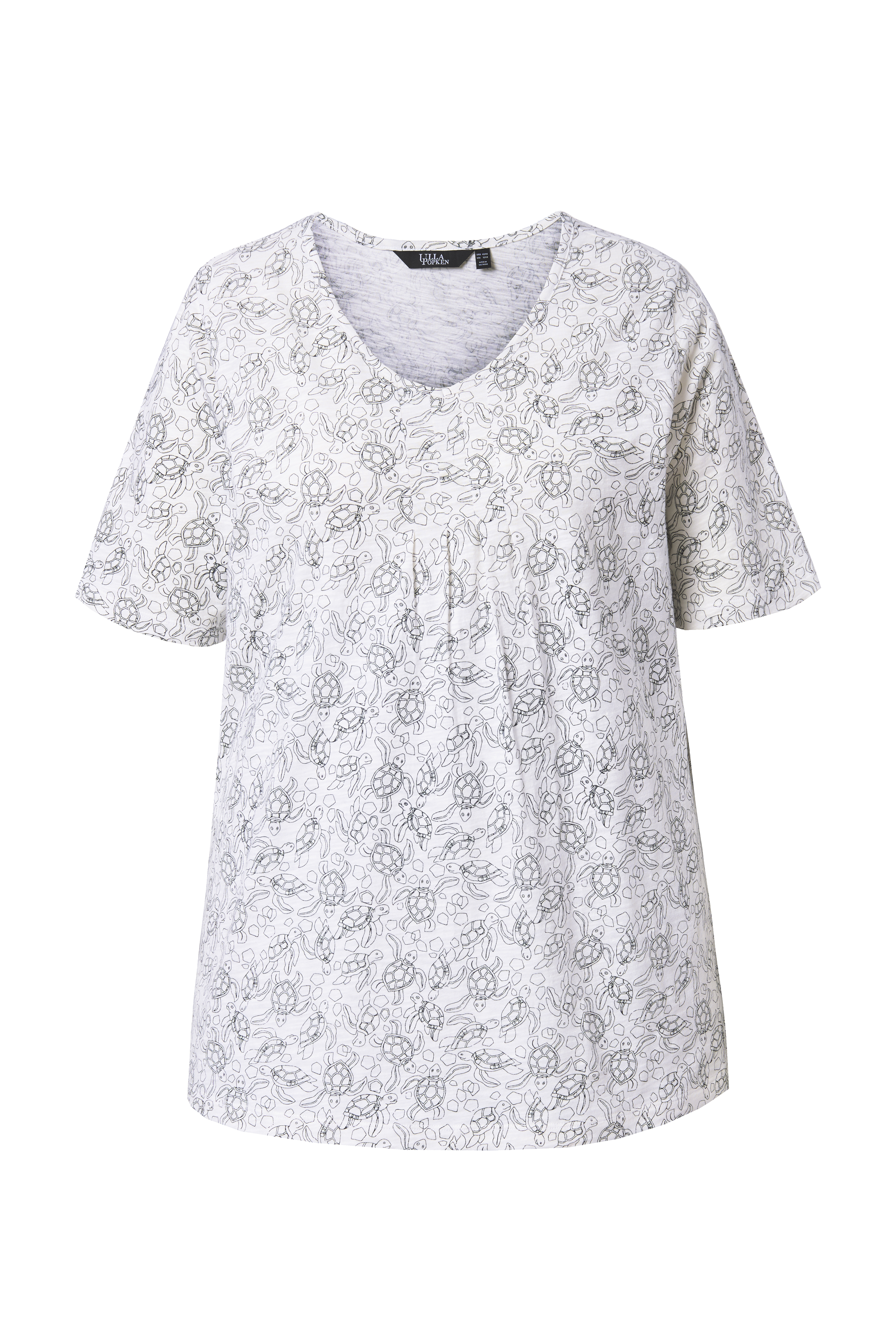 Tričko, želví motiv, áčkový střih, V výstřih, polo rukávy