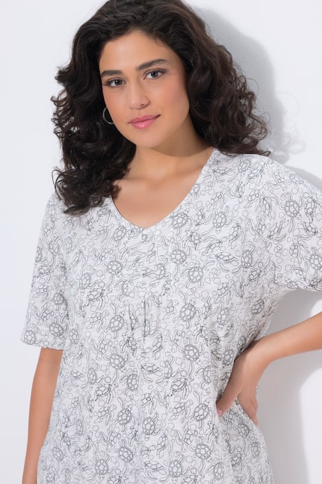 T-Shirt, Schildkröten, A-Linie, V-Ausschnitt, Halbarm