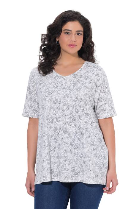 Tričko, želví motiv, áčkový střih, V výstřih, polo rukávy