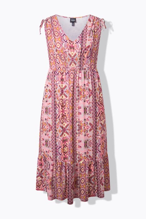 Maxikleid, grafischer Druck, V-Ausschnitt, ärmellos