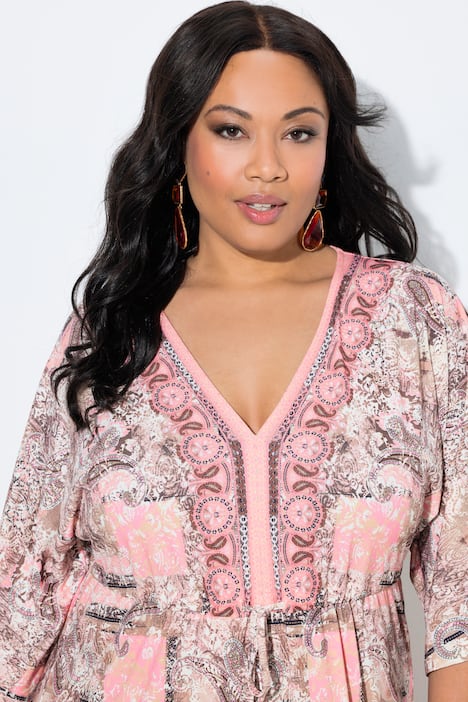 Paisley Patchwork Print Jersey Maxi Dres