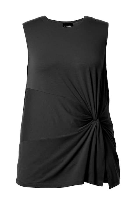 Top, přiléhavý, řasení, kulatý výstřih, rozparek