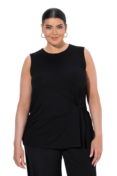 Top, přiléhavý, řasení, kulatý výstřih, rozparek