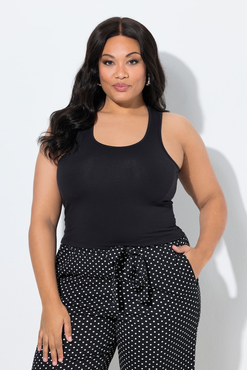 Große Größen Top, Damen, schwarz, Größe: 42/44, Baumwolle, Ulla Popken