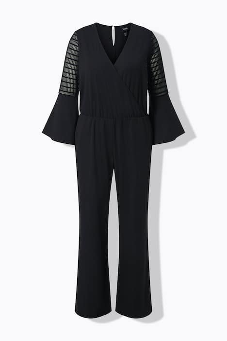 Jumpsuit, Wickeloptik, V-Ausschnitt, Langarm