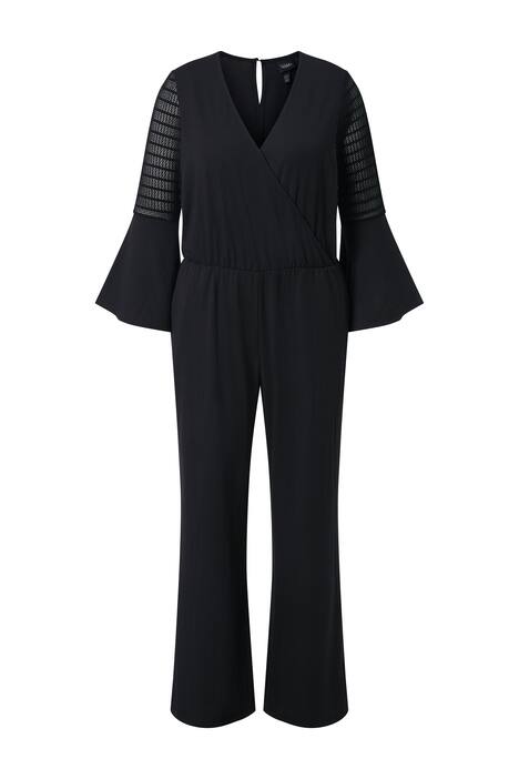 Overal, zavinovací střih, V výstřih, dlouhé rukávy