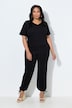 Jumpsuit, V-Ausschnitt, elastische Taille, Fledermaus-Halbarm