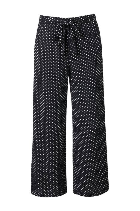 Žerzejové kalhoty, široké, rovné nohavice, struktura, puntíky