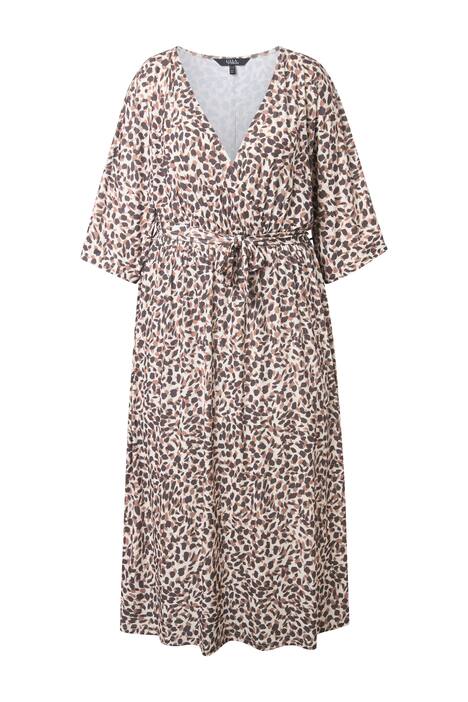 Maxi šaty, leopardí vzor, V výstřih, 3/4 kimono rukávy