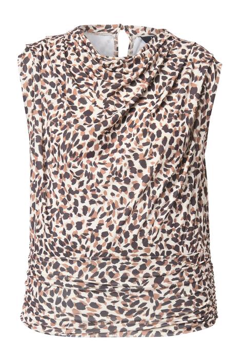 Top, leopardí vzor, stojáček, vodopádový výstřih, bez rukávů