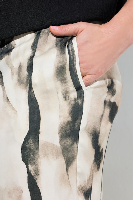 Satinbyxa, mönstrad, vida ben, resårlinning