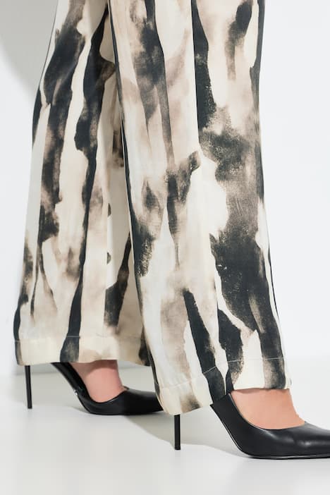 Satinbyxa, mönstrad, vida ben, resårlinning