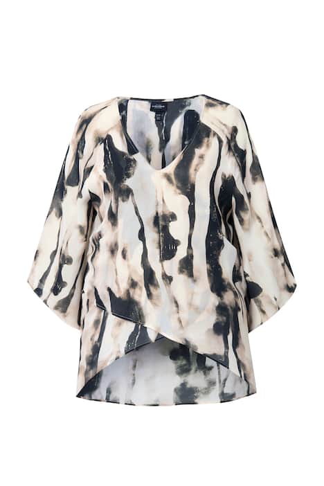 Šifonová halenka, V-výstřih, 3/4 zvonové rukávy