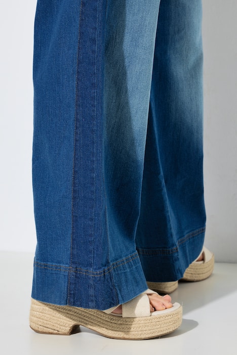 Two-Tone Wide Leg Jeans