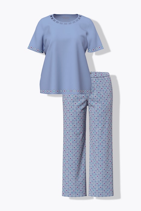 Pyjama, Cut-Out-Borte, Rundhals, Halbarm