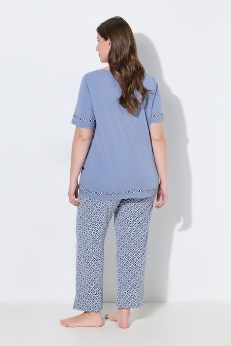 Pyjama, Cut-Out-Borte, Rundhals, Halbarm