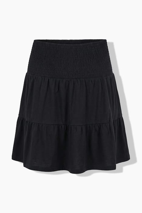 Jersey rok, A-lijn, brede gerimpelde tailleband