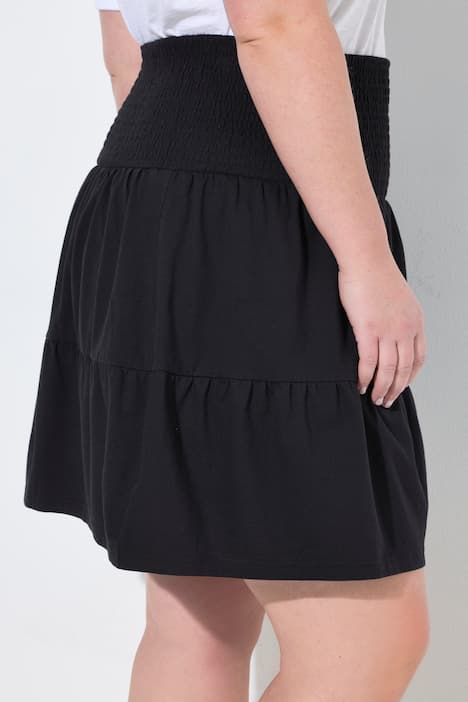 Jersey rok, A-lijn, brede gerimpelde tailleband