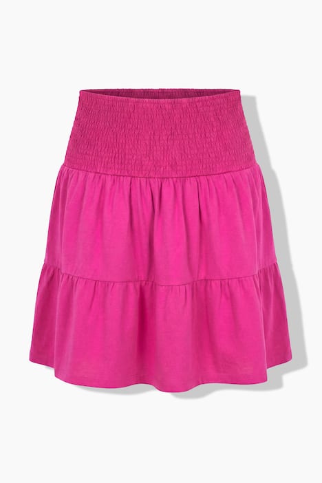 Jersey rok, A-lijn, brede gerimpelde tailleband