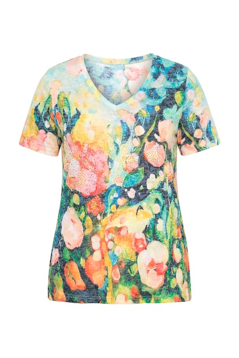 Watercolor Garden Print Rhinestone Tee