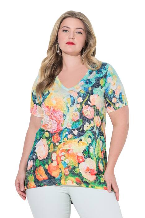 Watercolor Garden Print Rhinestone Tee