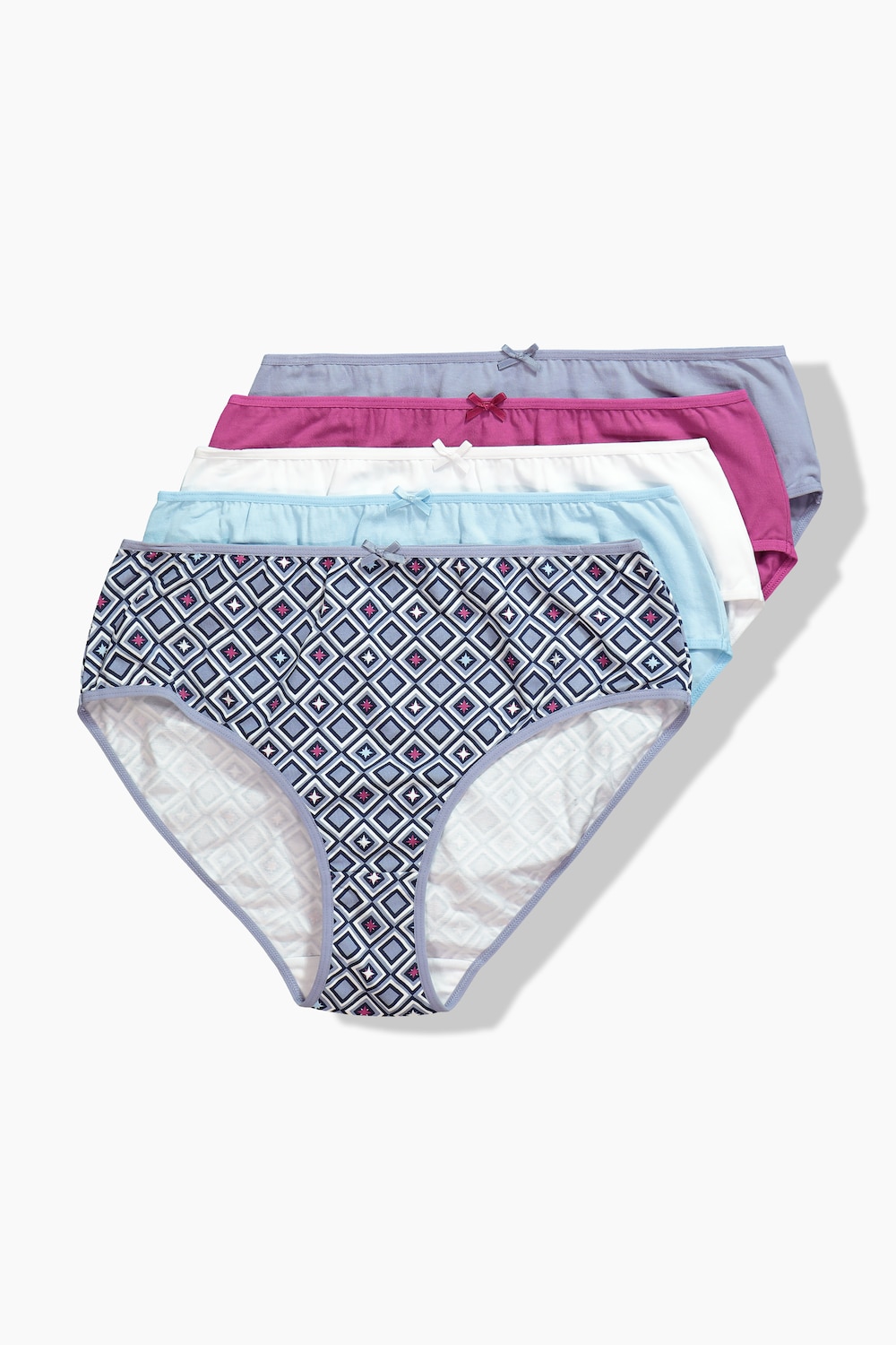 Midi slips, set van 5, minimale patronen/kleuren