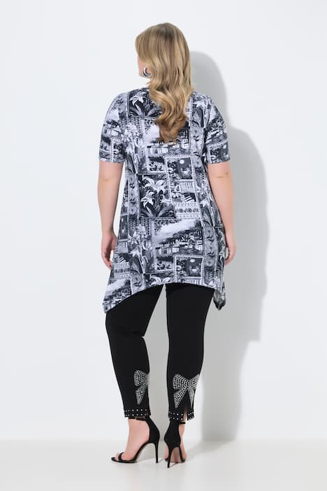 T-Shirt, A-Linie, Alloverdruck, Zipfelsaum