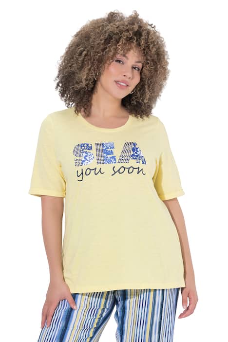 Tričko, ozdobné nýtky, klasický střih, kulatý výstřih, polodlouhý rukáv