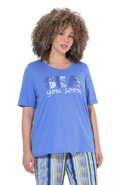 Tričko, ozdobné nýtky, klasický střih, kulatý výstřih, polodlouhý rukáv