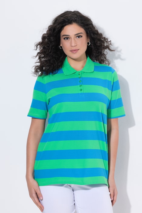 Polo rayé en coton Pima, manches courtes et col polo
