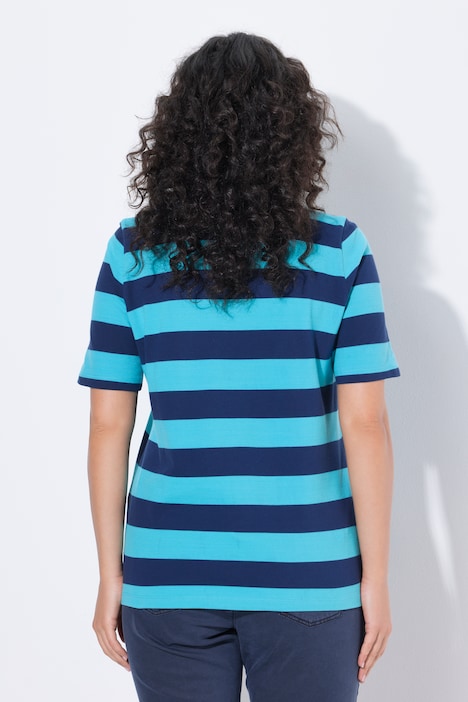 pikeepaita, raitoja, pikeekaulus, lyhyet hihat, pimapuuvilla