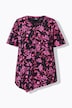 T-shirt, bloemen, puntzoom, V-hals, korte mouwen