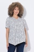 T-shirt, bloemen, puntzoom, V-hals, korte mouwen