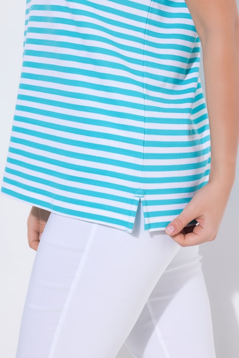 Polo rayé en coton Pima, manches courtes et col polo