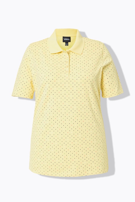 Polo rayé en coton Pima, motif à pois, manches courtes et col polo