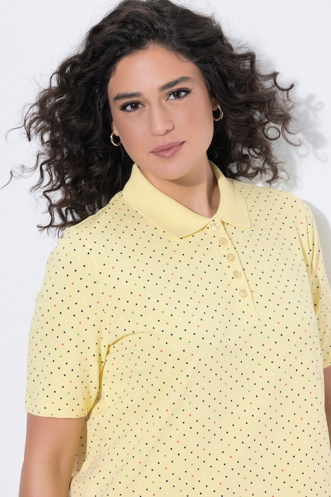 Polo rayé en coton Pima, motif à pois, manches courtes et col polo