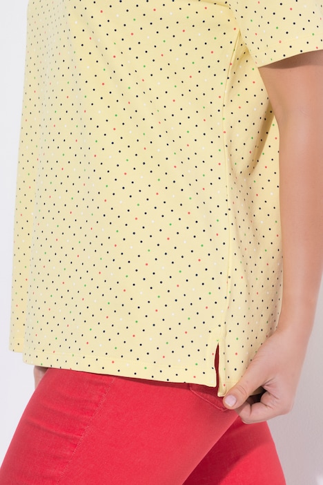 Polo rayé en coton Pima, motif à pois, manches courtes et col polo