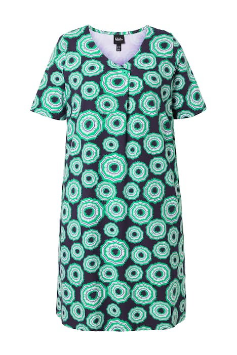 Žerzejové šaty, motiv se slunečníky, V výstřih, polodlouhý rukáv