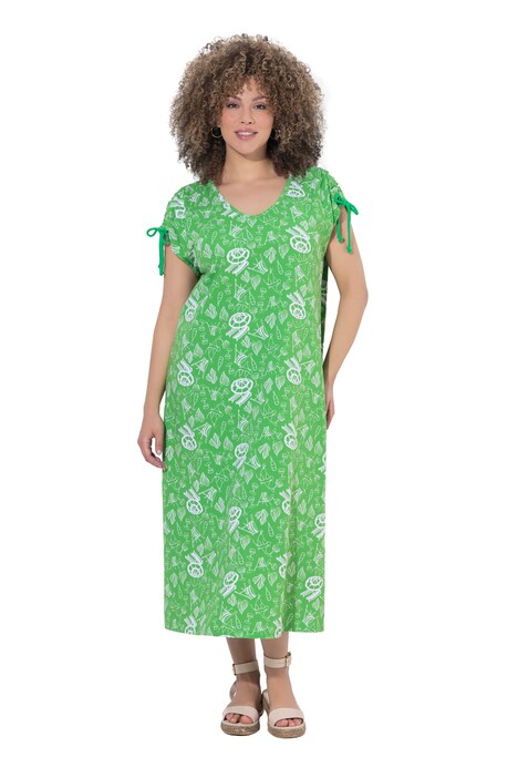 Midi šaty, áčkový střih, kulatý výstřih, nařasený pásek na ramenou, bez rukávů