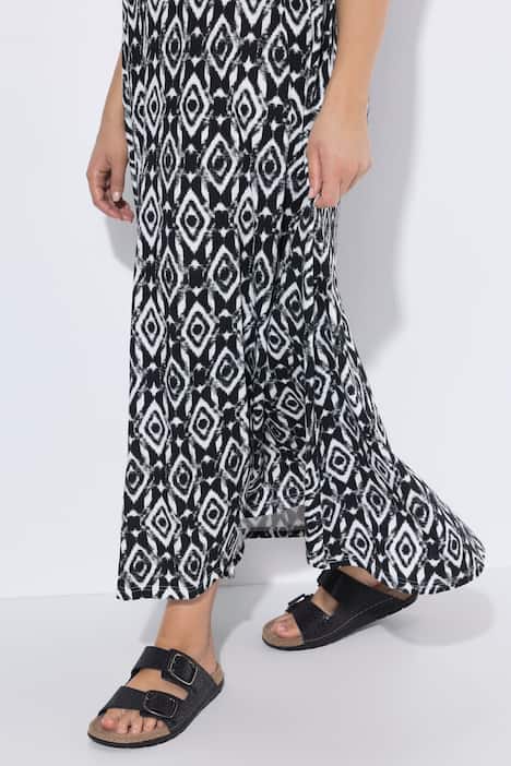 Maxikleid, grafischer Druck, V-Ausschnitt, ärmellos