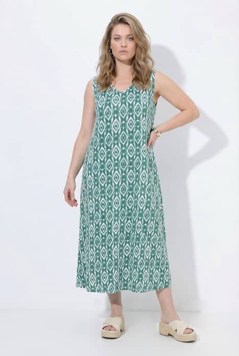 Maxikleid, grafischer Druck, V-Ausschnitt, ärmellos